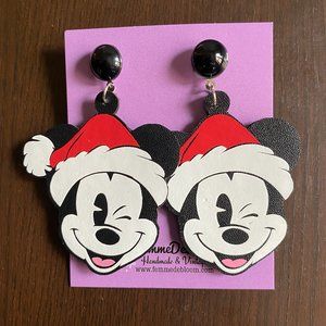 Femme De Bloom Mickey Mouse Inspired Santa Hat Drop Earrings